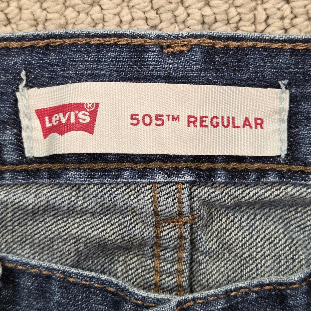 Levis 505 Regular Fit Jeans Boys 16 Reg 28x28 Dark Wash Blue Straight Leg Denim